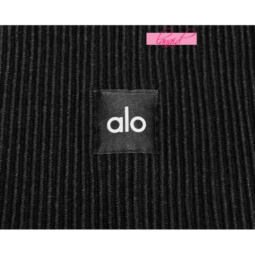 Alo Denim Knit Sleeveless Full Zip Top Black Anthracite Zipper Sweater Knit Tank
